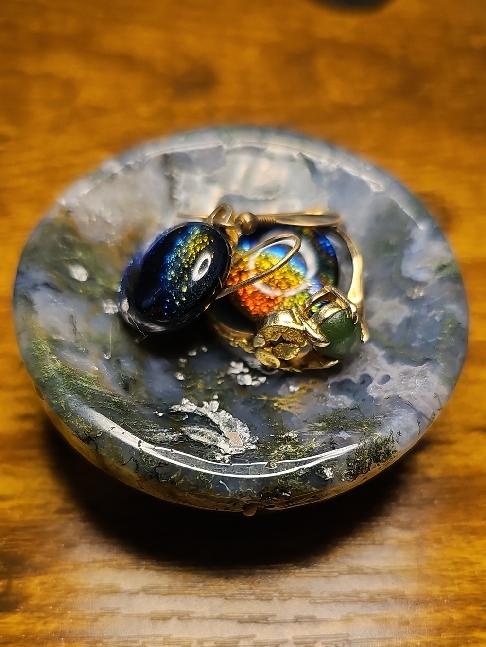 Moss Agate Polished Trinket Bowl - Blue Green White - Picture 8 of 8